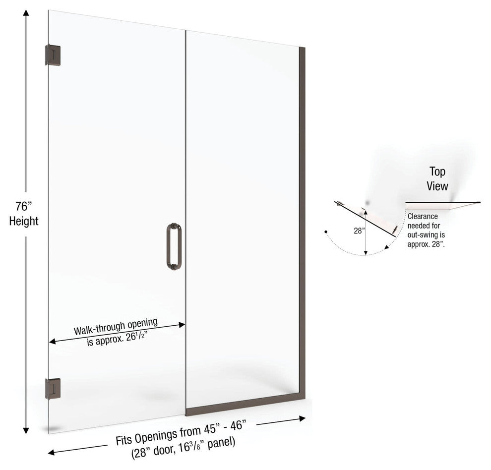 Basco CELA-935-46-76CL Celesta 76"H x 46"W Pivot Frameless Shower - Brushed