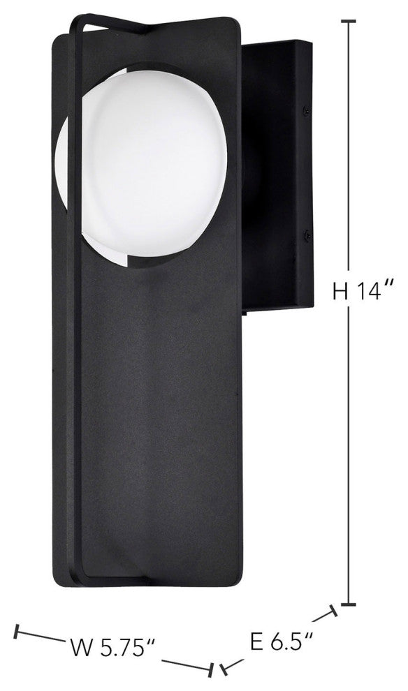 Portal 6W LED Medium Wall Lantern, Matte Black/White Opal Glass