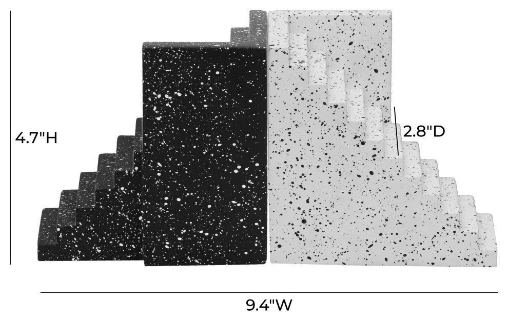 Gabby Speckled Black and White Stairway Bookends