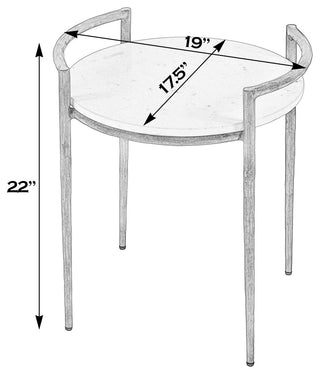 Madlyn 19 in. W Round Marble and Iron Side Table