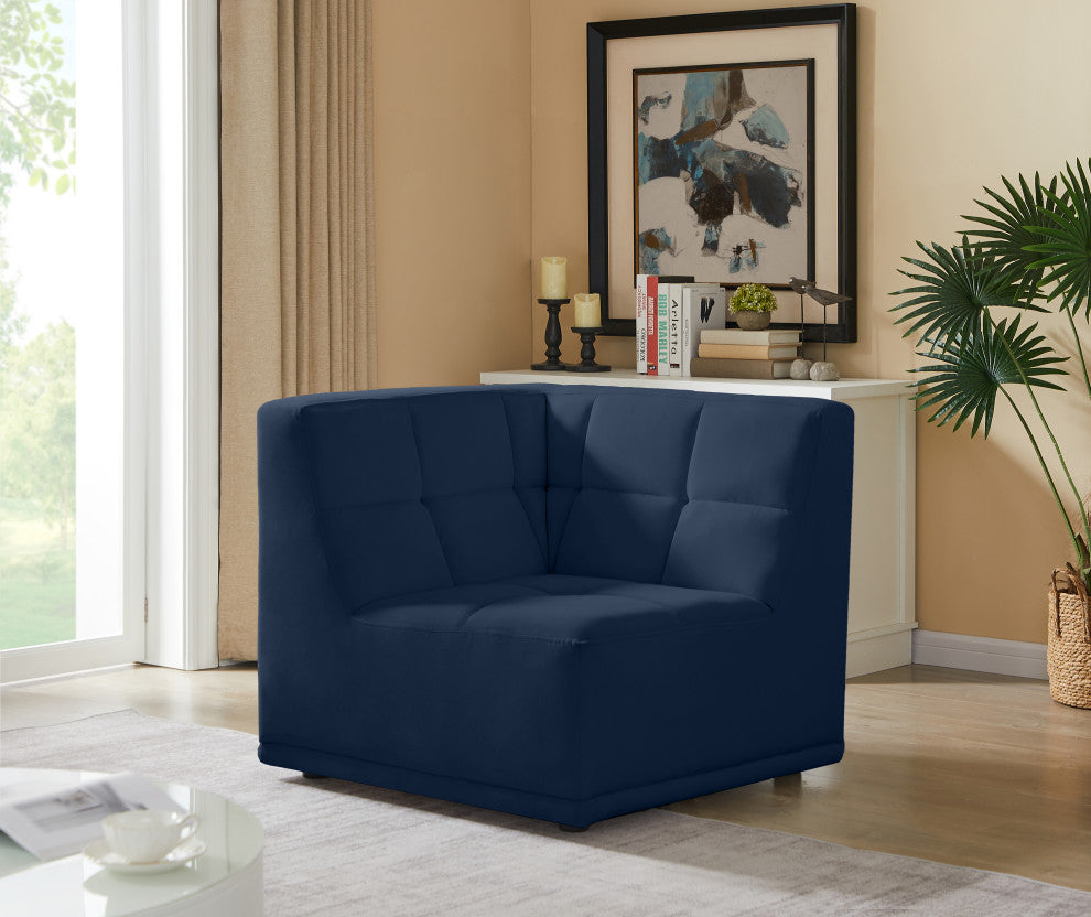 Relax Velvet Upholstered Corner Chair, Navy