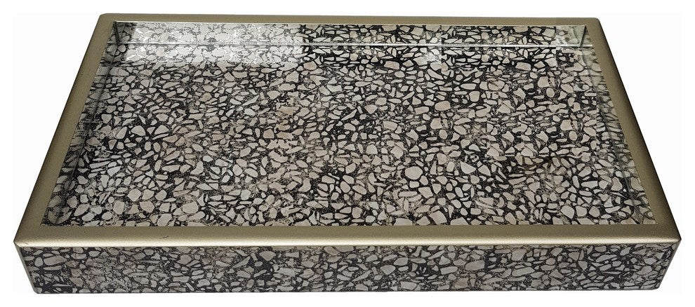 Handmade Reverse Painted Mirror Tray in Terrazzo - Small