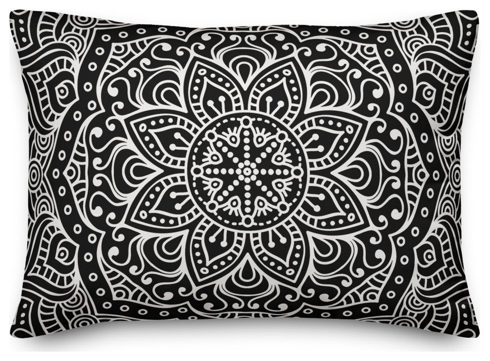Black and White Boho Pattern 14x20 Spun Poly Pillow