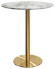 Stella Round Bar Height Table With Gold Metal Base, White