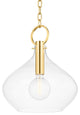 Lina 1 Light Pendant, Aged Brass, Large
