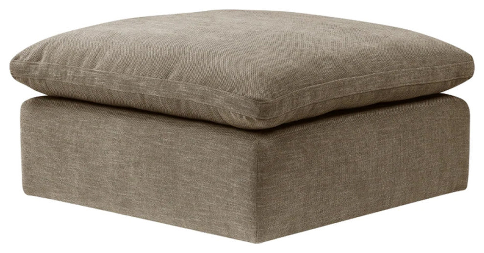 Benzara BM276223 Scott 37" Square Ottoman, Removable Pillow Top Cushion, Beige