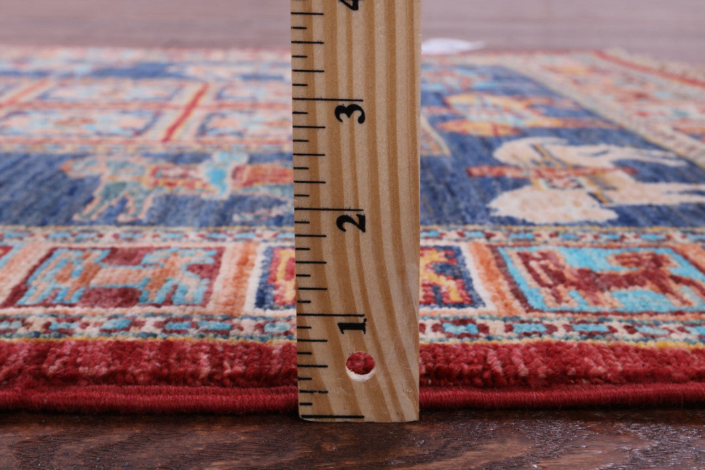 Antiqued Pazyryk Historical Design Handmade Wool Rug 2' 8" X 4' 1" Q10869