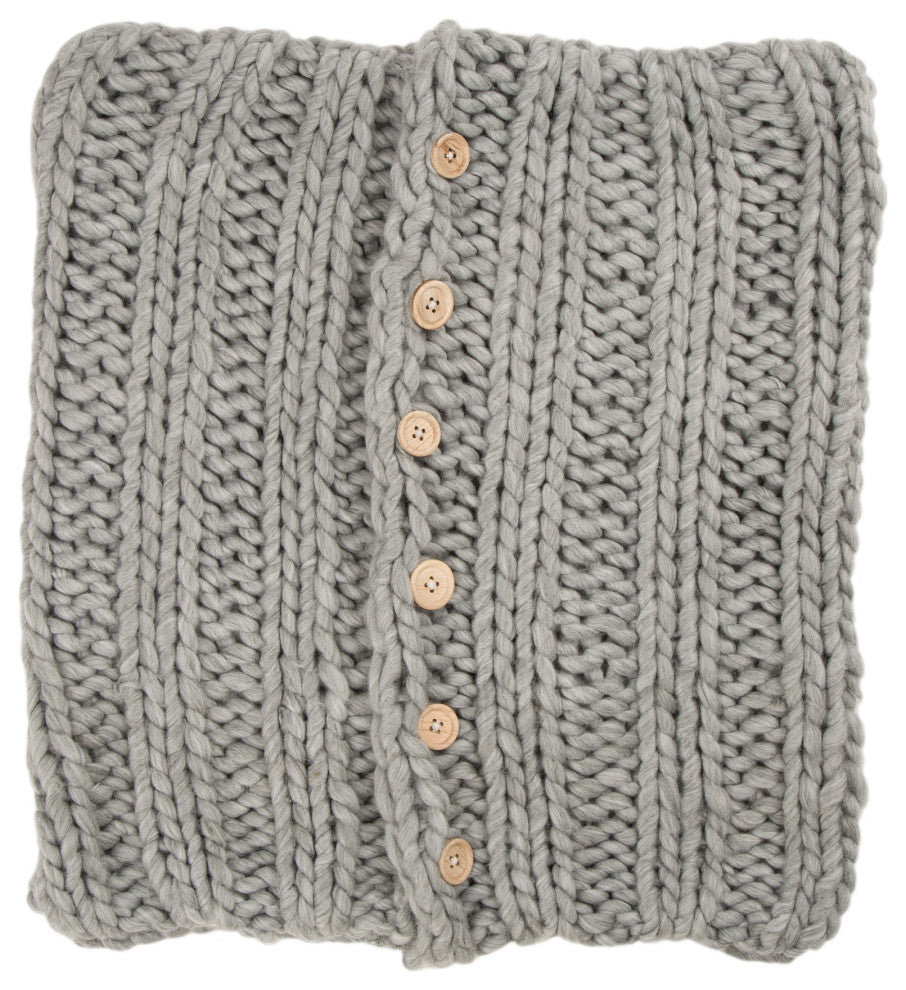 18"L*18"W Gray Handmade Acrylic Cable Knit Pillow Cover