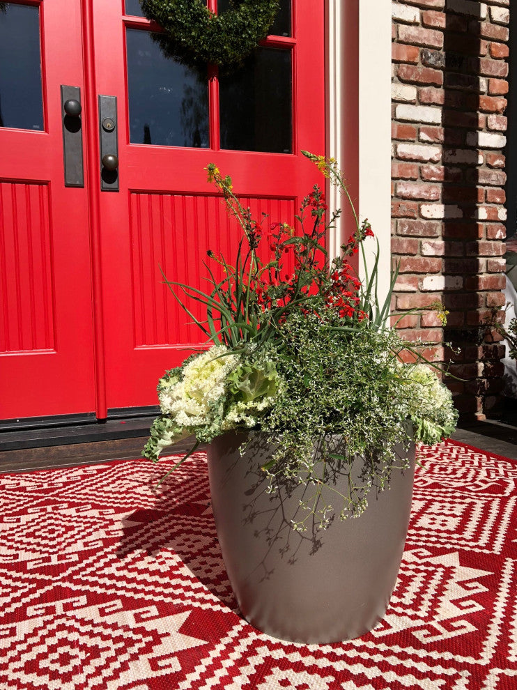 Napa Round Cylinder Planter, Gray, 13.5"x13.75"