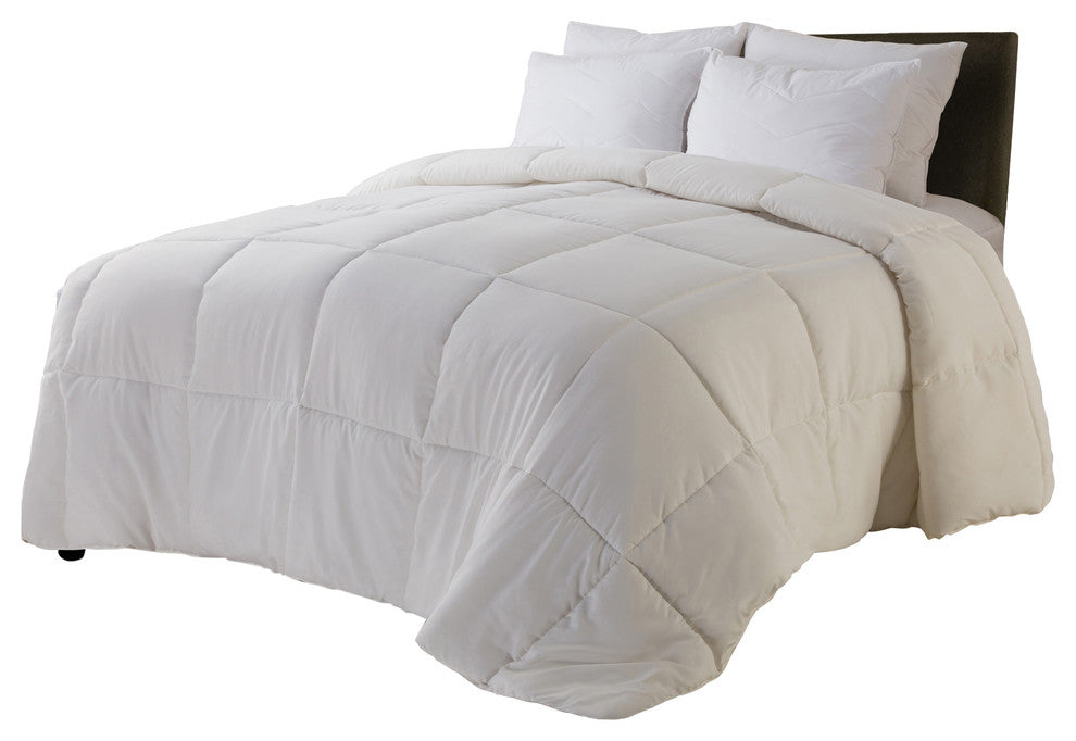 All Season Microfiber Down Alternative Comforter, White, Twin