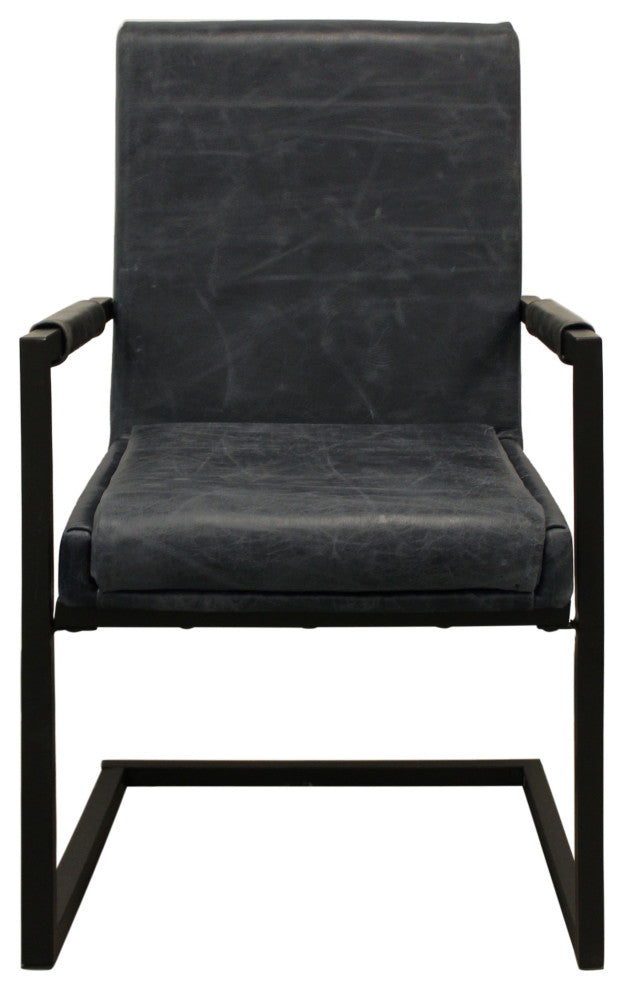 Lavaca 5-Piece Dining Set, 48" Round Dining Table and 4 Black Leather Chairs