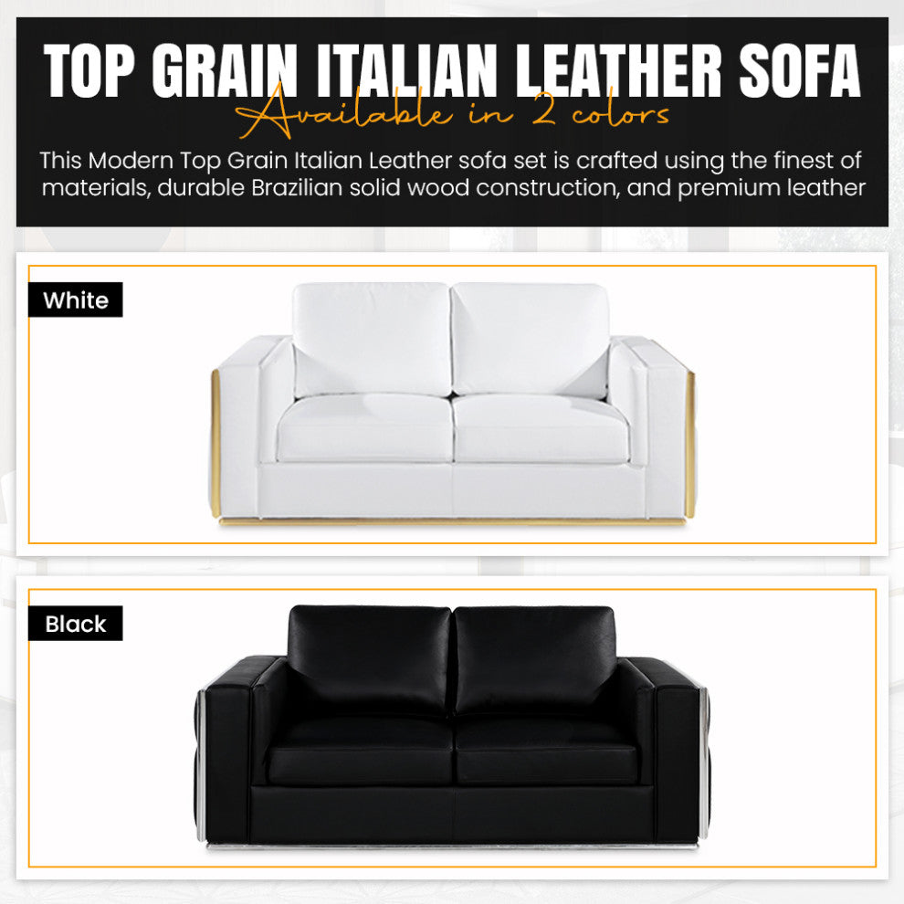 Luna Top Grain Italian Leather  Loveseat