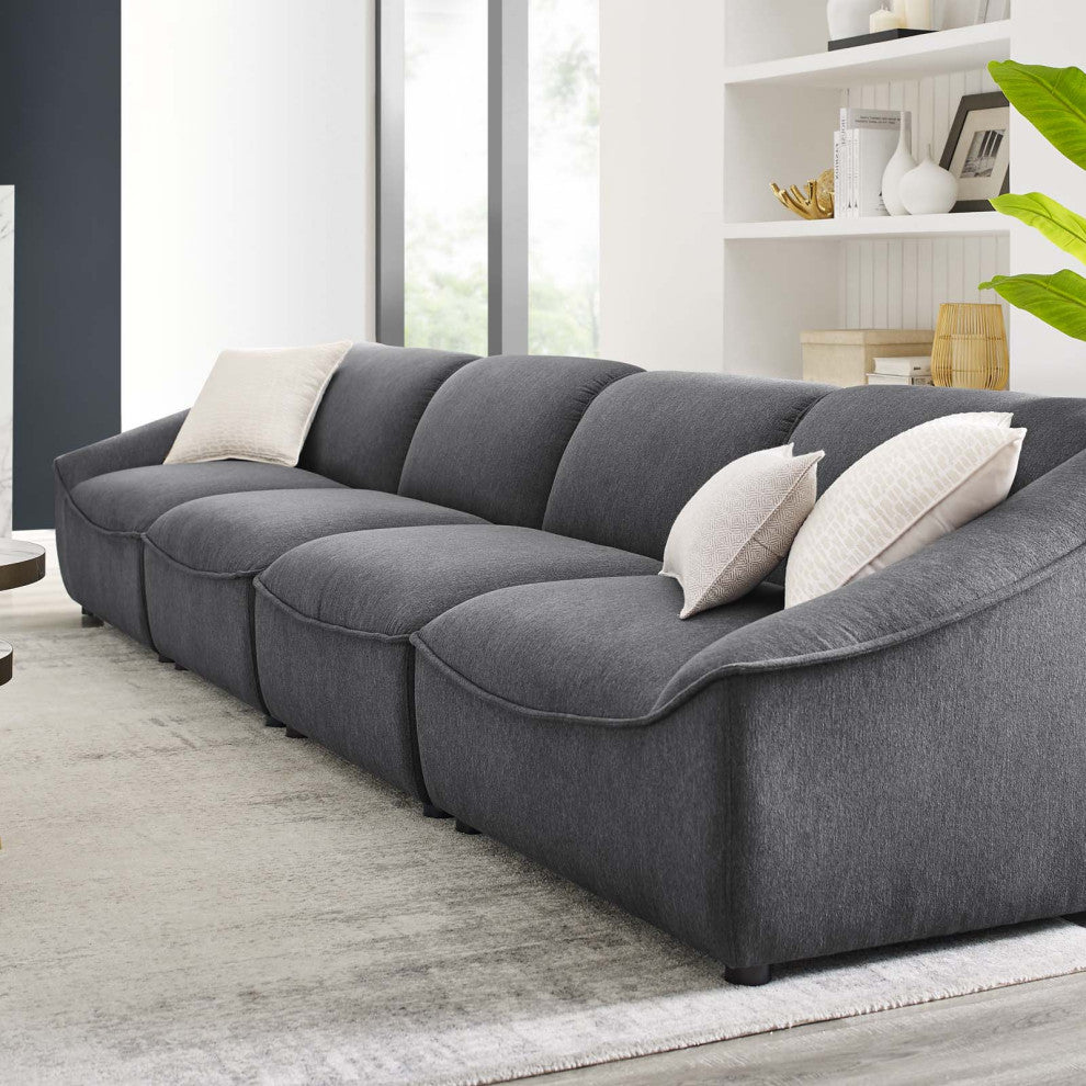 Sofa, Fabric, Dark Gray, Modern, Living Lounge Room Hotel Lobby Hospitality