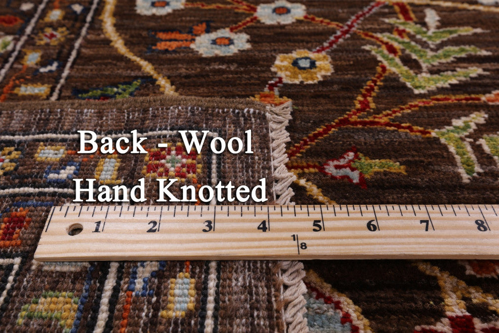 9' 10" X 12' 10" Persian Sickle Leaf Design Hand Knotted Rug Q7282
