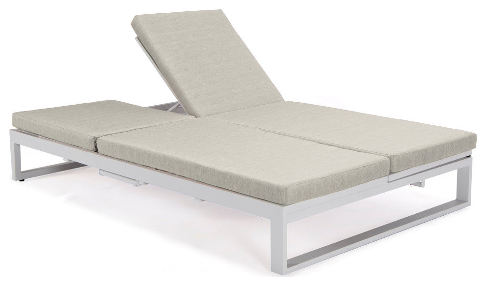 LeisureMod CLW-82BG Chelsea Convertible Lounge Reclining Double Chaise Cushions