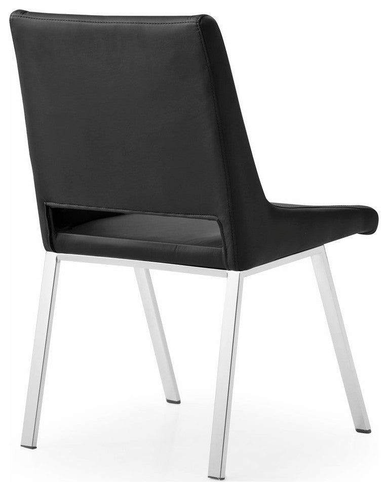 Modern Fiore Dining Chair in Black Leatherette and Chrome
