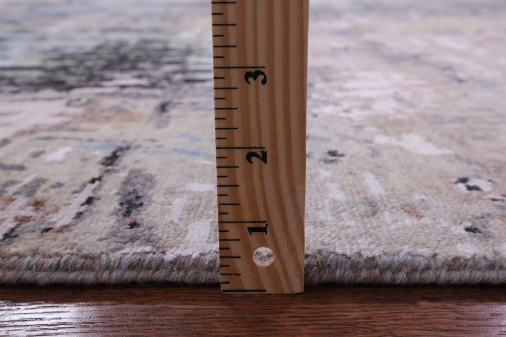 9' 1" X 12' 2" Wool and Silk Abstract Handmade Rug Q8548