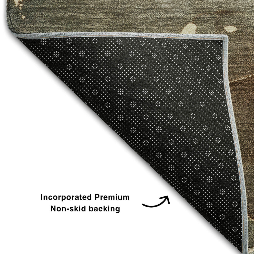 Premium Machine Washable Mayfield AMF522 Brown 2'3" x 7'6" Runner Rug