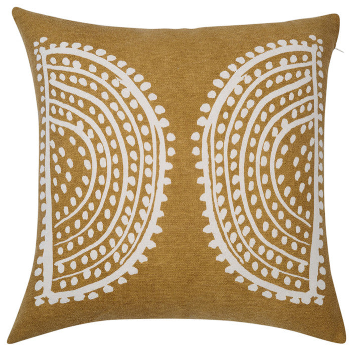 Radiance Oversized Sunburst Motif Print Square Pillow, Gold Flake