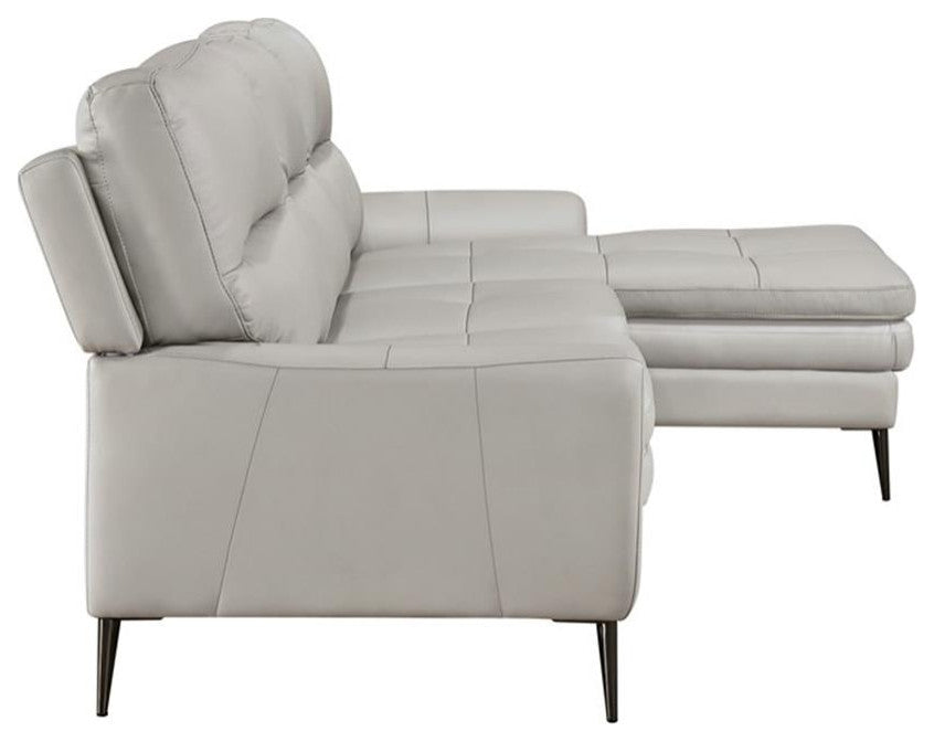 Lexicon Essex 2-Piece Leather Match Sectional with Right Chaise in Gray