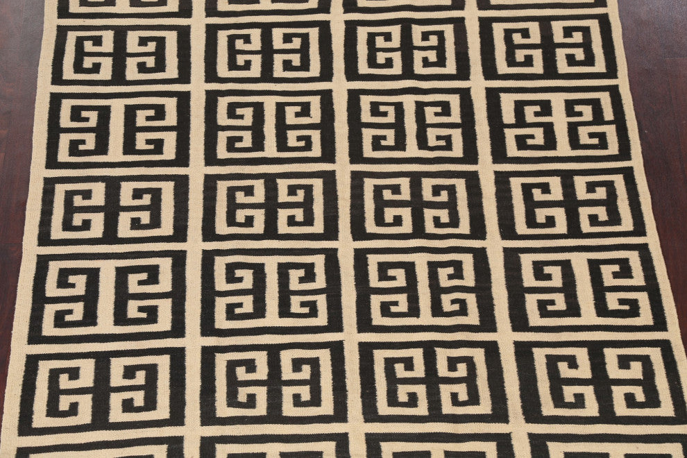 Natural Dye Tribal Geometric Kilim Oriental Area Rug Wool Flat-woven 6x8