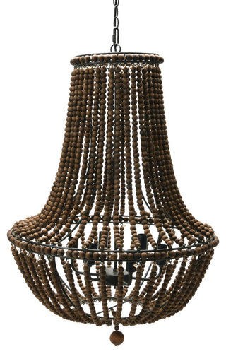 Draped Wood Bead Chandelier, Espresso, 32.25