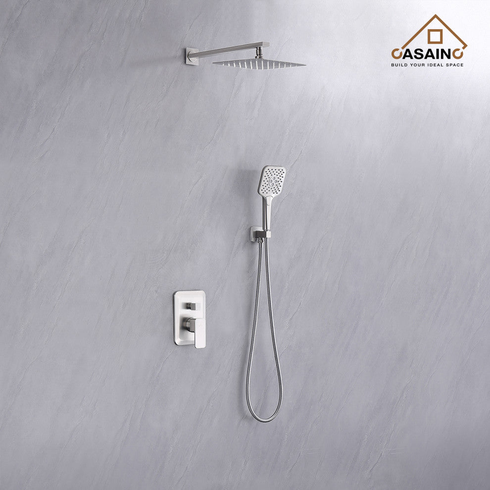 Brushed Nickel Wall Mounted  Shower Faucet Waterfall Shower Bar System, Brushed Nickle