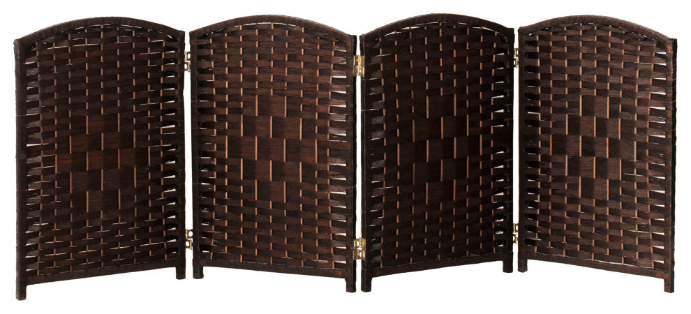 2 ft. Short Diamond Weave Fiber Room Divider Dark Mocha 4 Panel
