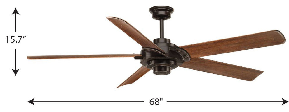 Ellwood Collection 68" Carved Wood Blade, Antique Bronze