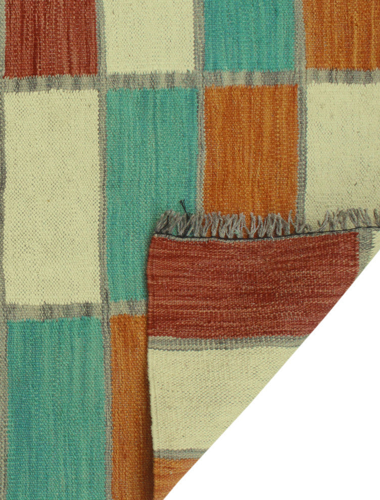 Winchester Kilim Erma Turquoise/Rust Runner, 2'9x15'11