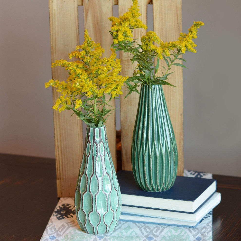 Geometric Green Vases