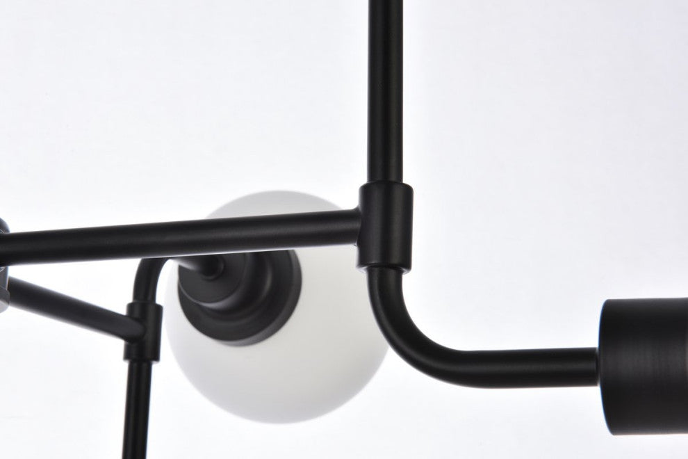 Helen 8-Light Pendant, Black With Frosted Shade