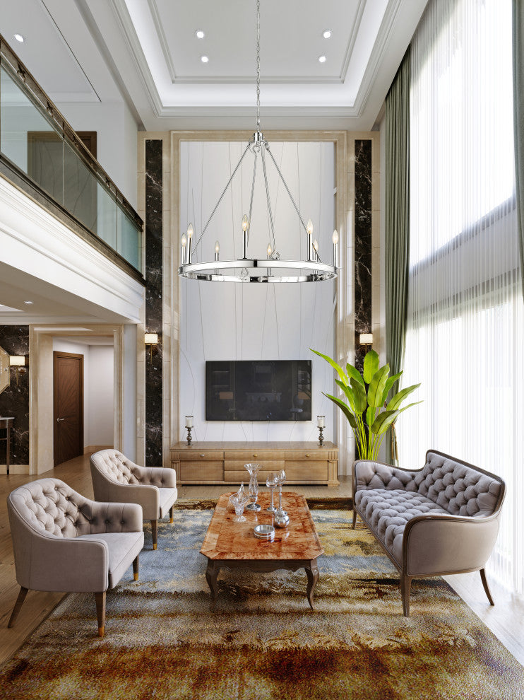 Zlite 482R-8PN 8-Light Chandelier, Polished Nickel