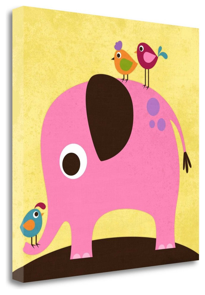 "Elephant With Birds" By Nancy Lee, Giclee Print on Gallery Wrap Canvas