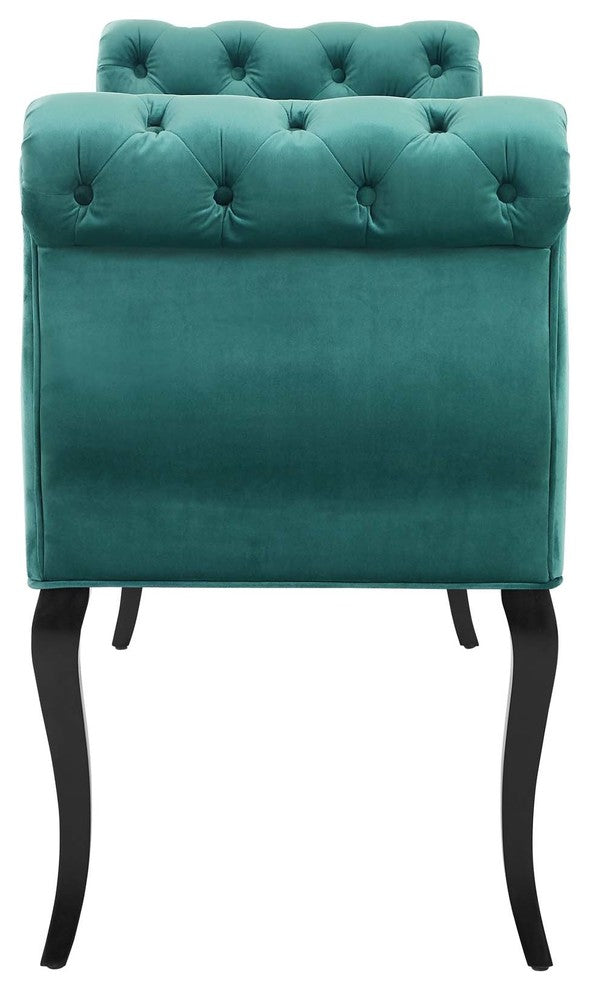 Adelia Chesterfield Style Button Tufted Performance Velvet Bench, Teal