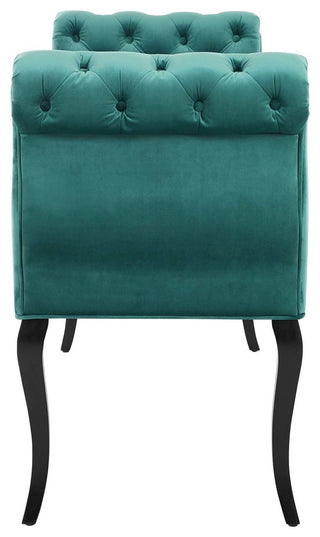 Adelia Chesterfield Style Button Tufted Performance Velvet Bench, Teal