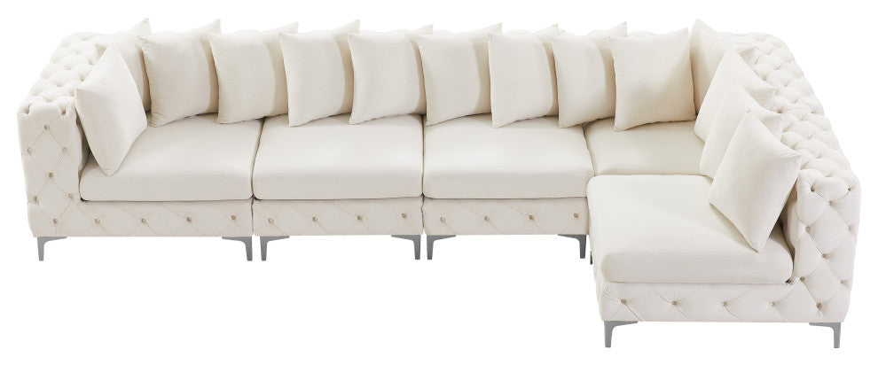 Tremblay Modular Sectional, Cream, L-Shaped, 5-Piece: Armless (3), Corner (2)