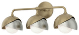 Brooklyn 3-Light Double Shade Bath Sconce, Soft Gold, Sterling, Opal Glass