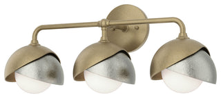 Brooklyn 3-Light Double Shade Bath Sconce, Soft Gold, Sterling, Opal Glass