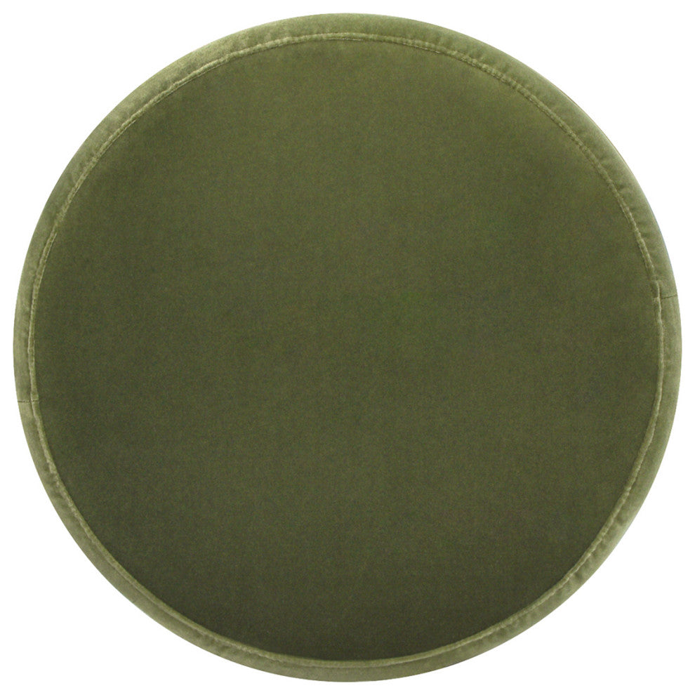 Fuji 19" Oversized Horizontal Tufted Round Storage Ottoman, Olive Green Performance Velvet