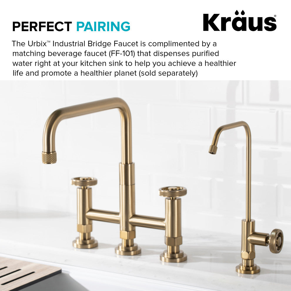 Urbix Bridge Kitchen Faucet, Brushed Gold