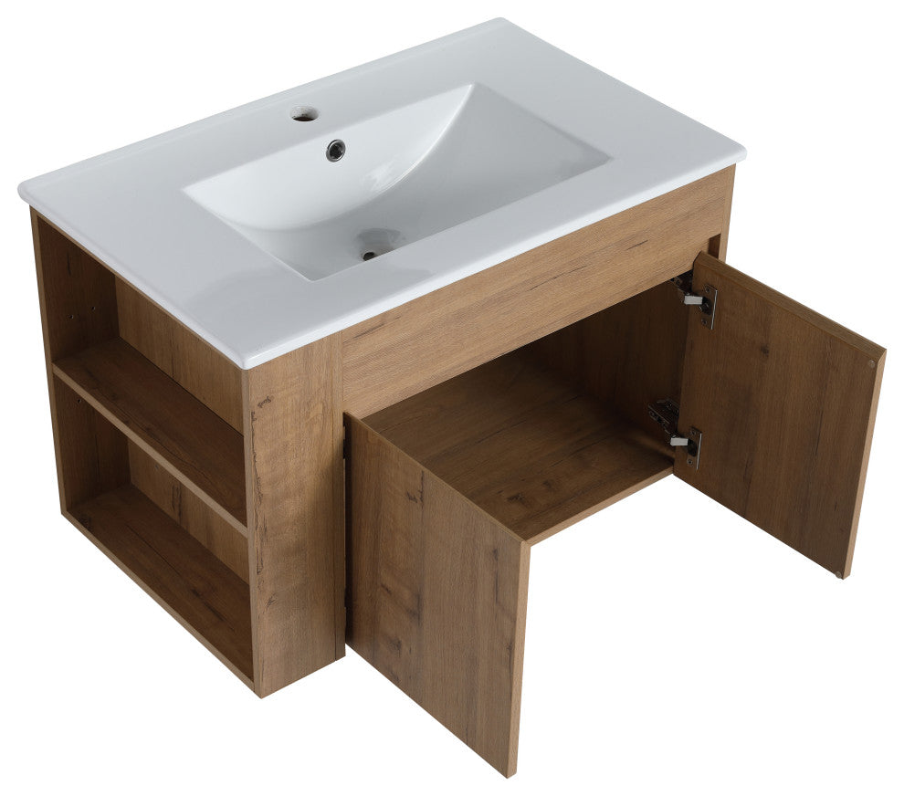 BNK 30x18 Bathroom Vanity With Adjustable Shelf, White Top