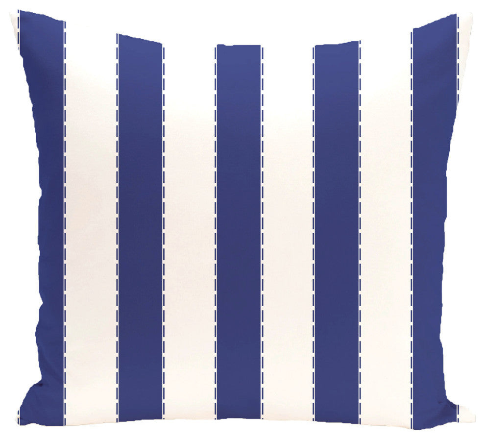 Stitch In Time Stripes Print Pillow, Blue Suede, 18"x18"