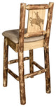 Glacier Country Counterstool Buckskin Upholstery, With Laser Engraved Bronc