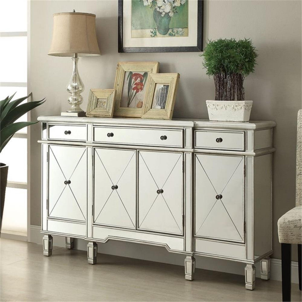 Coaster Aconitum Contemparory 4-door Wood Accnet Cabinet Clear Mirror