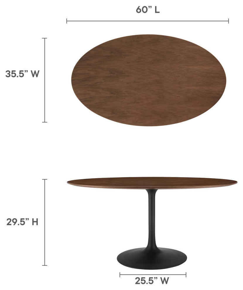 Black Walnut Lippa 60" Oval Walnut Dining Table