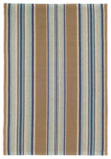 Dash & Albert Blue Heron Stripe Handwoven Cotton Rug, Blue, Runner-2'6" x 8'
