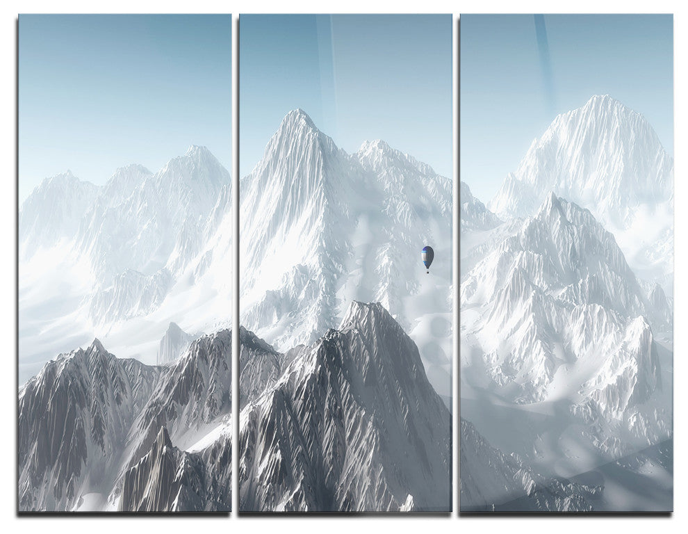 "Hot Air Balloon Flying" Photo Metal Wall Art, 3 Panels, 36"x28"