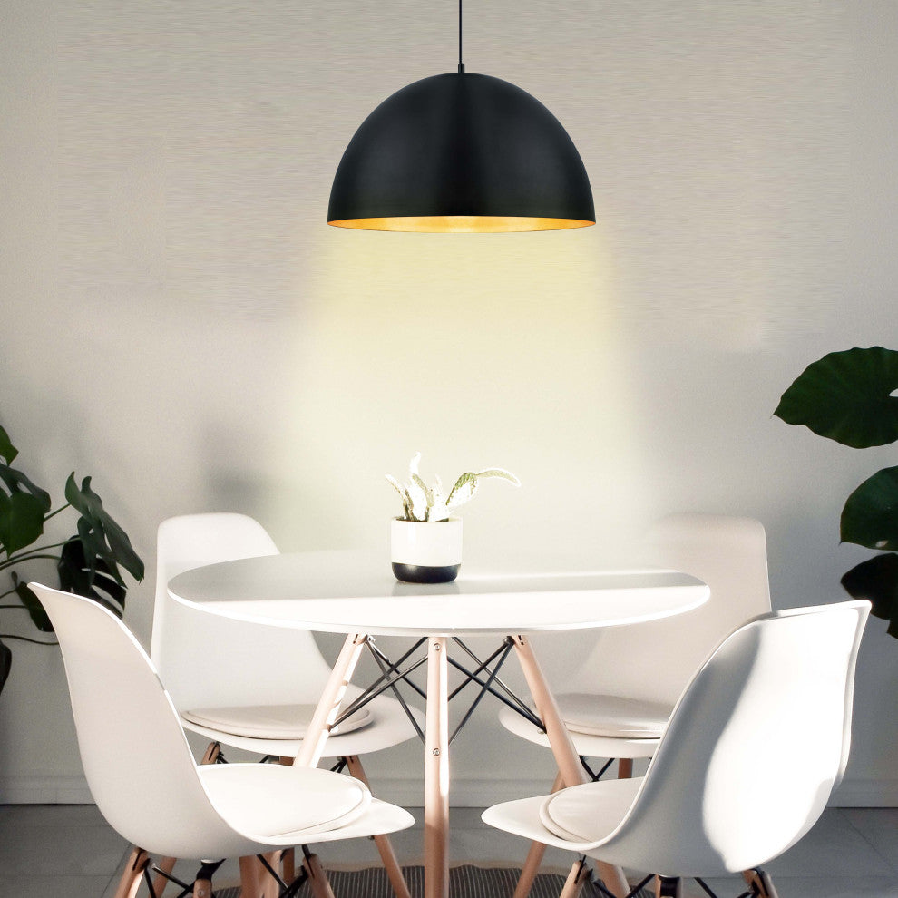 1x22.5W LED Pendant With Black and Gold Finish, 23.63", 23.63"