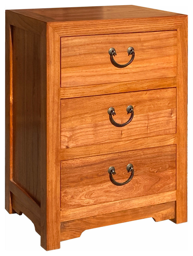 Oriental Brown Stain 3 Drawers End Table Nightstand Cabinet Hcs7105